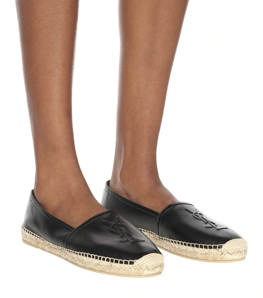 NEW ARRIVAL SAINT LAURENT Monogram leather espadrilles