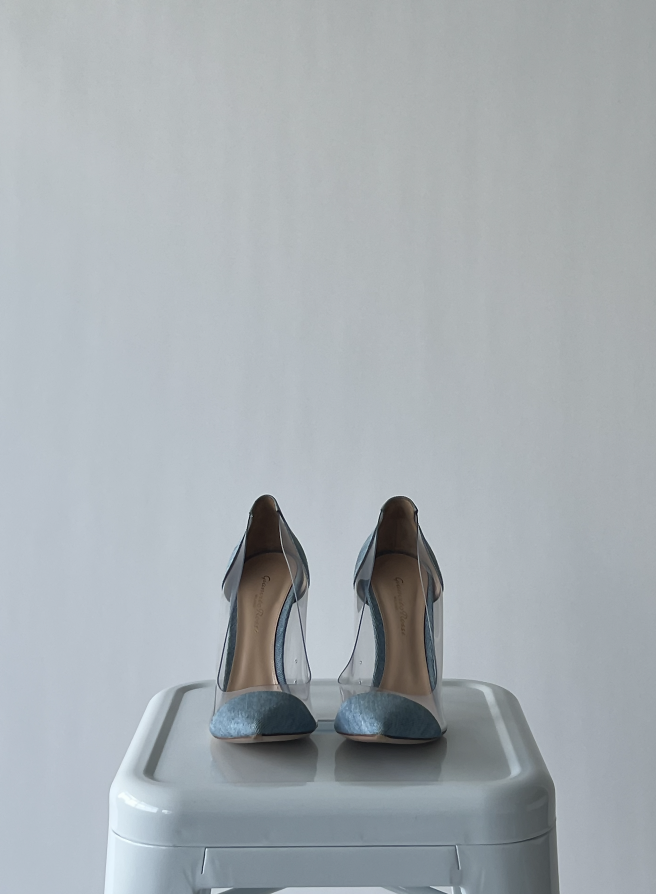 Gianvito Rossi Light Blue Denim and PVC Plexi Pumps - FULL SET