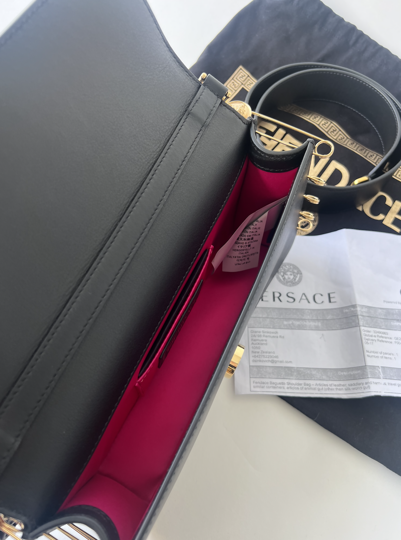 Fendi X Versace Fendace Gradient Crystal Baguette Shoulder Bag at
