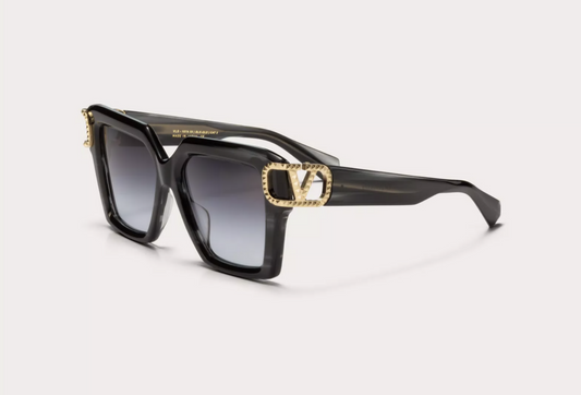 Valentino Squared Acetate Vlogo Frame Sunglasses