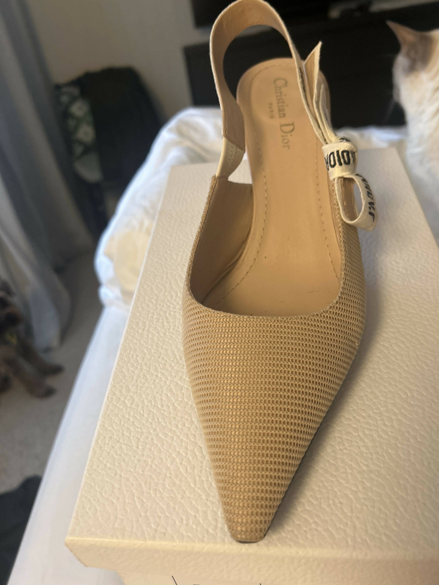 Dior Sling Backs Fabric &Ribbon - full set