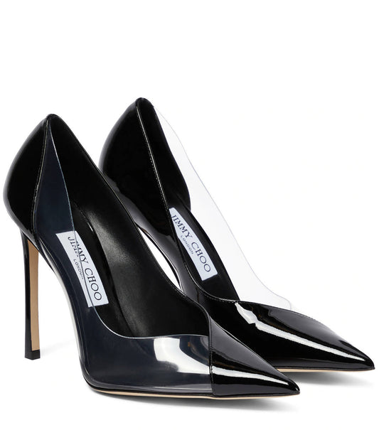 JIMMY CHOO Cass 110 leather and PVC pumps