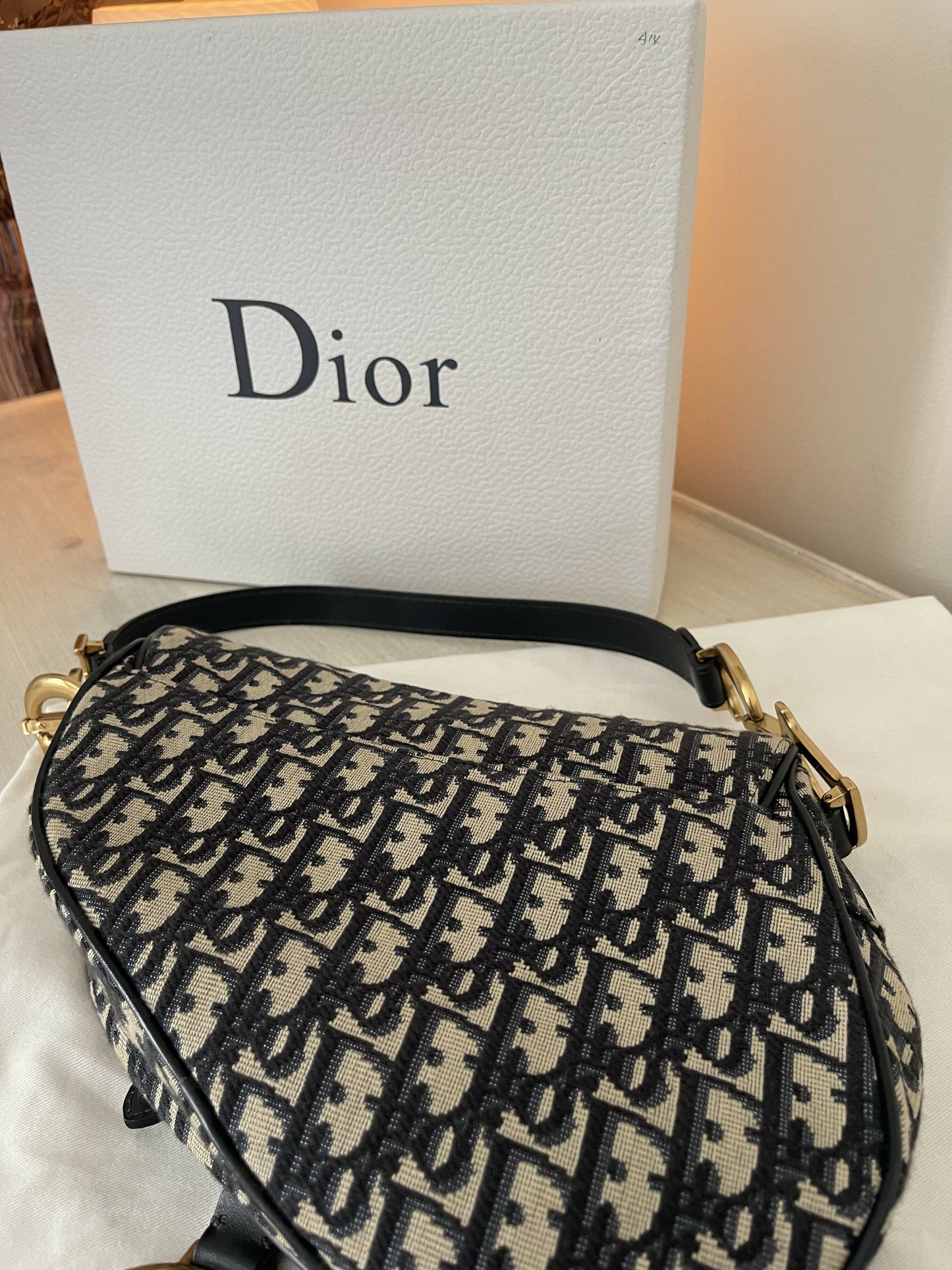 Christian Dior Saddle Oblique Medium Shoulder Bag in Jacquard