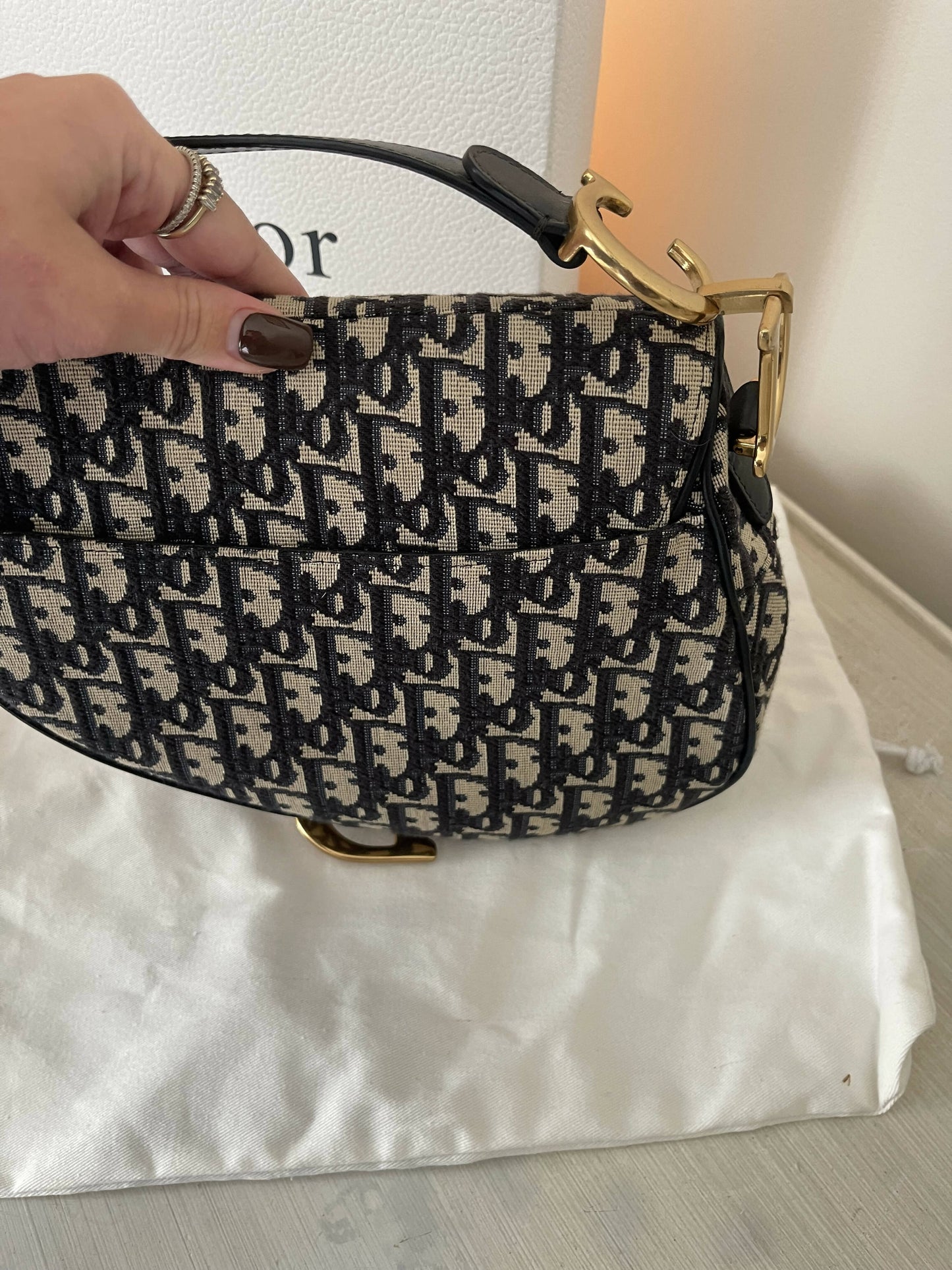 Christian Dior Saddle Oblique Medium Shoulder Bag in Jacquard