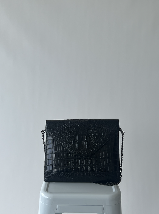 Crocodile Skin Envelope Hand Bag