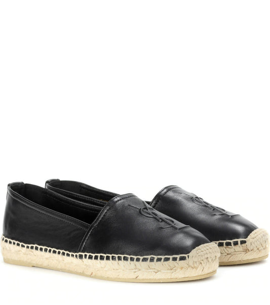 NEW ARRIVAL SAINT LAURENT Monogram leather espadrilles