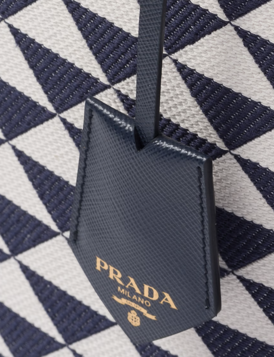 Large Prada Symbole embroidered fabric handbag