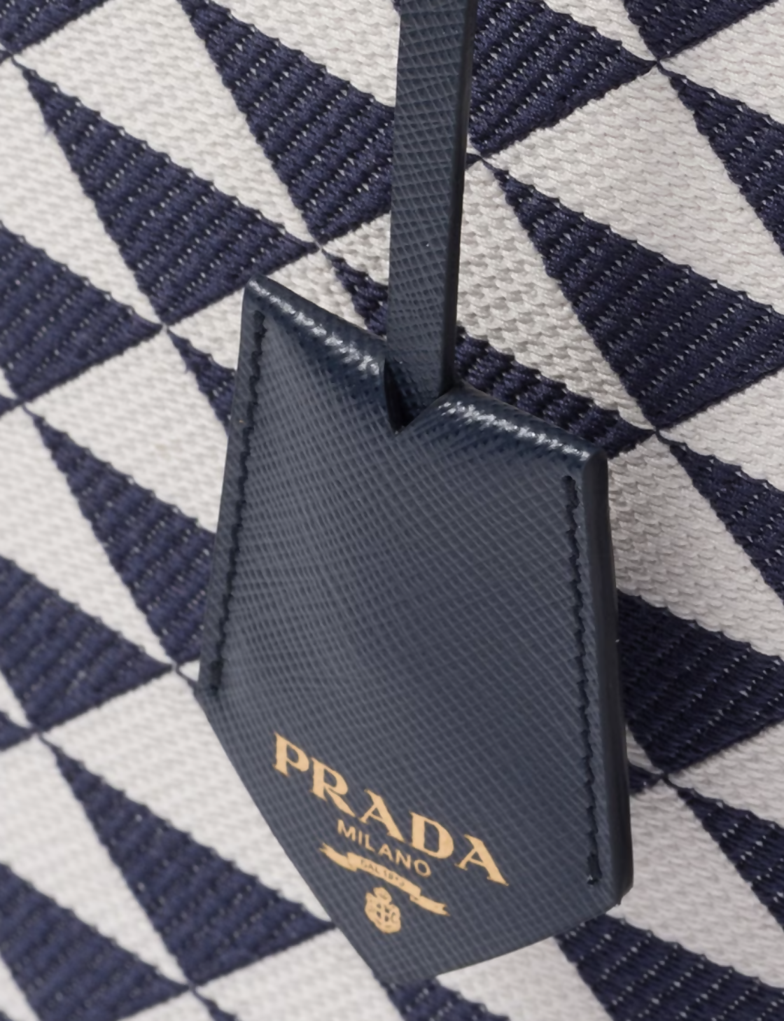 Shop Prada Large Symbole Embroidered Fabric Handbag