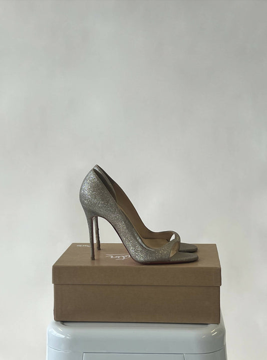 Christian Louboutin Women's Metallic Toboggan Glitter Leather Sandals