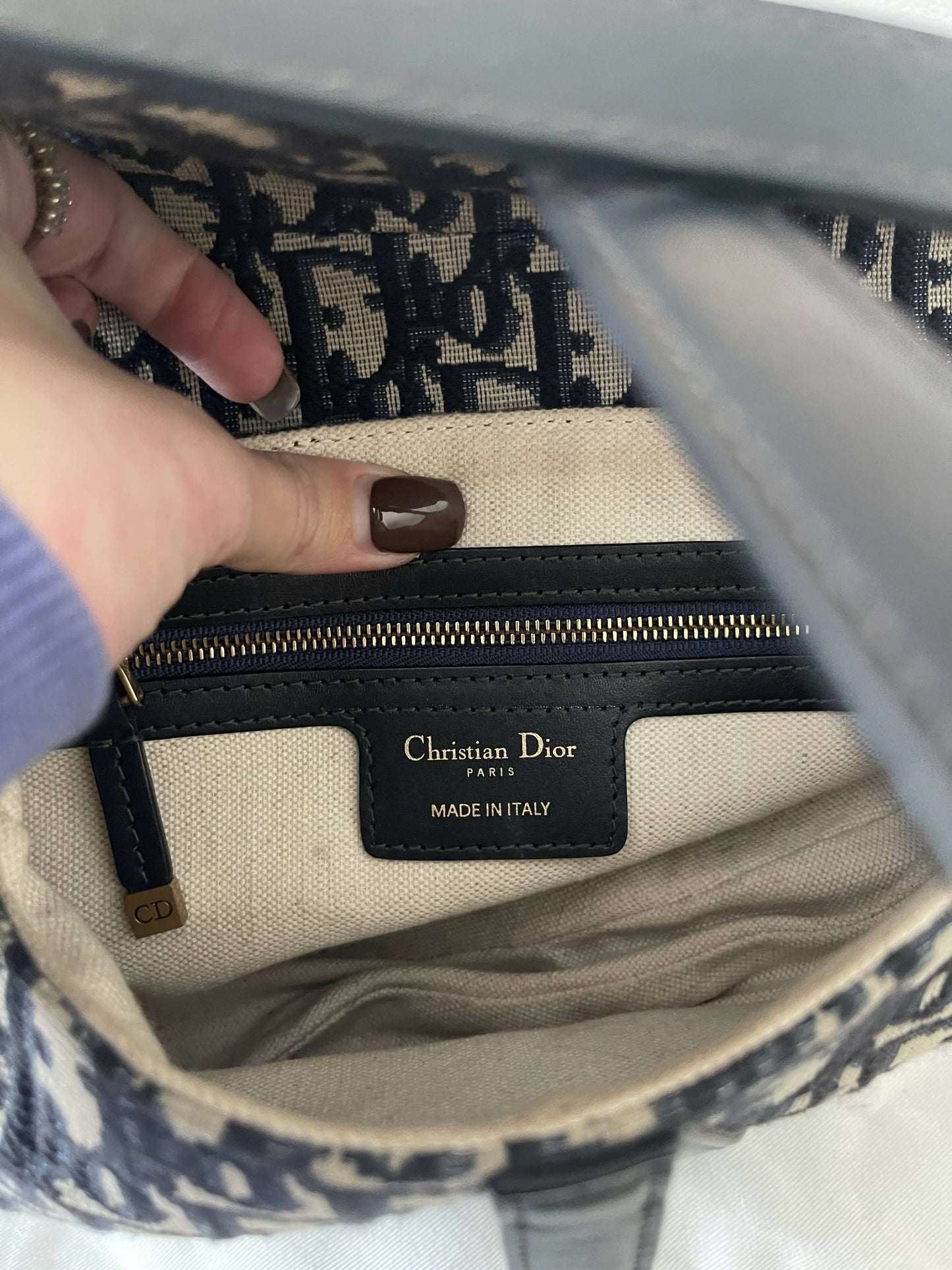 Christian Dior Saddle Oblique Medium Shoulder Bag in Jacquard